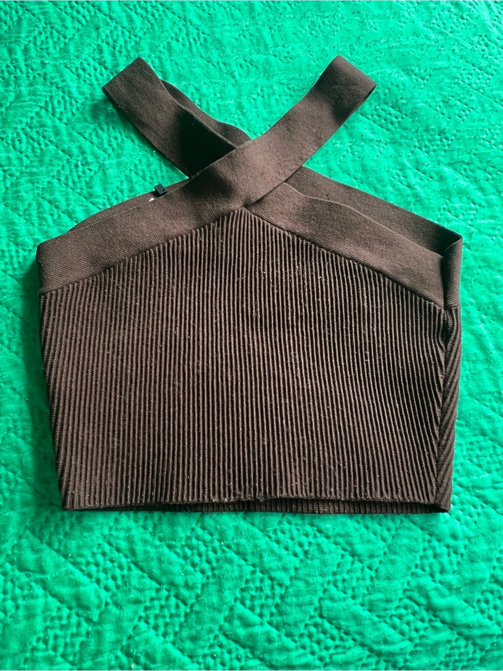 Babaton Ribbed Crisscross Crop Top - Black